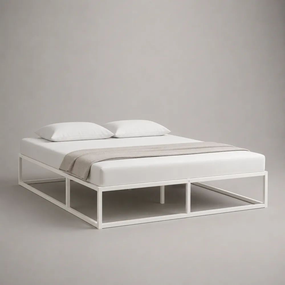 Metallbett Doppelbett Bettgestell aus pulverbeschichtetem Stahl, Weiß, Liegefläche 160 × 200 cm