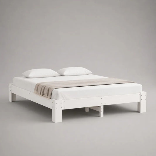 Doppelbett-Bettgestell aus massivem Kiefernholz, Weiß, Liegefläche 180 × 200 cm