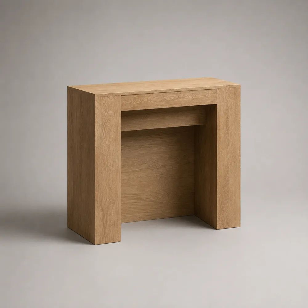 Konsolentisch mit Ablage aus MDF mit Eichenfurnier, Naturbraun, 80 × 30 × 80 cm