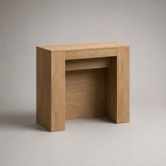 Konsolentisch mit Ablage aus MDF mit Eichenfurnier, Naturbraun, 80 × 30 × 80 cm