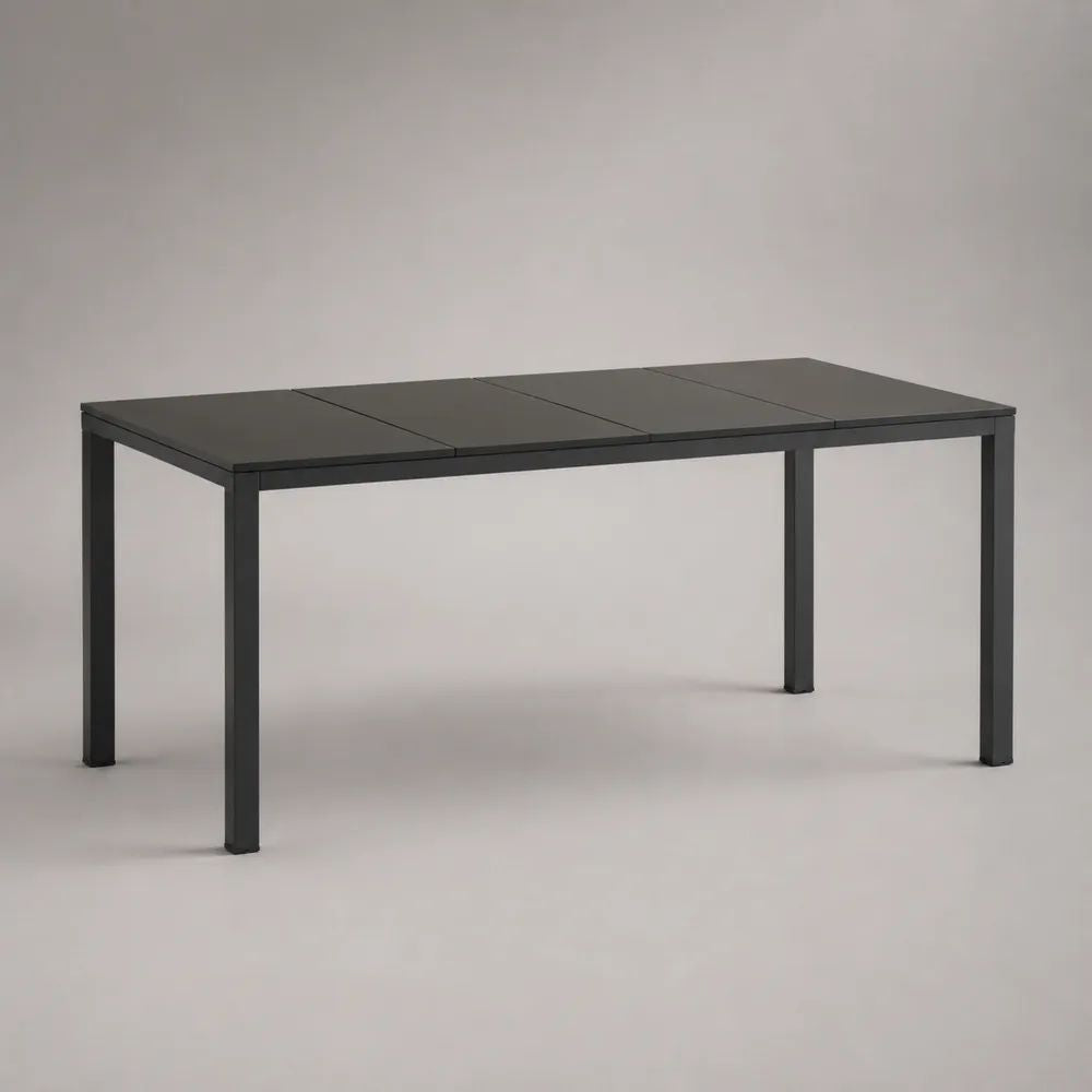 Rechteckiger Gartentisch aus pulverbeschichtetem Aluminium, Anthrazit, 160 × 90 × 74 cm
