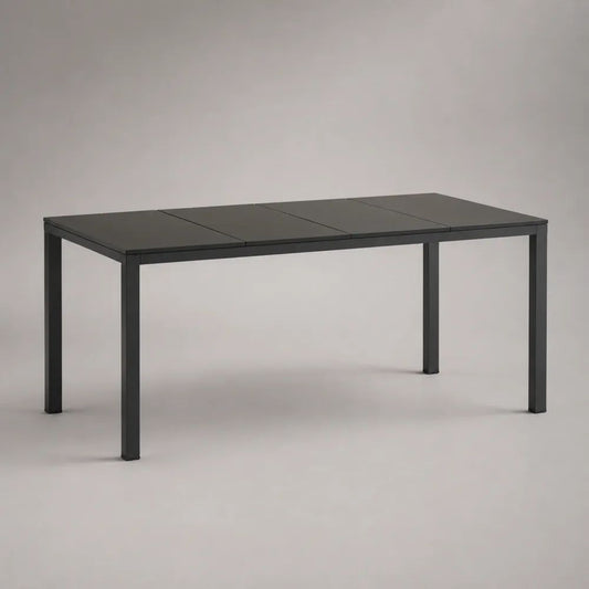 Rechteckiger Gartentisch aus pulverbeschichtetem Aluminium, Anthrazit, 160 × 90 × 74 cm